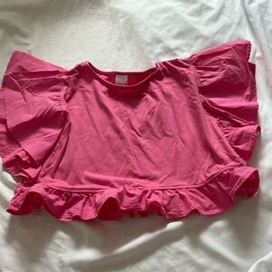 Pink ruffle Zara top